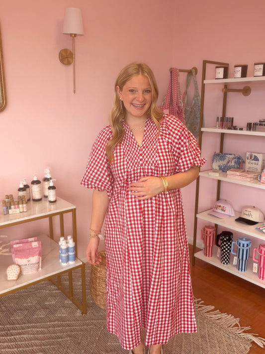 Crimson Gingham Dress