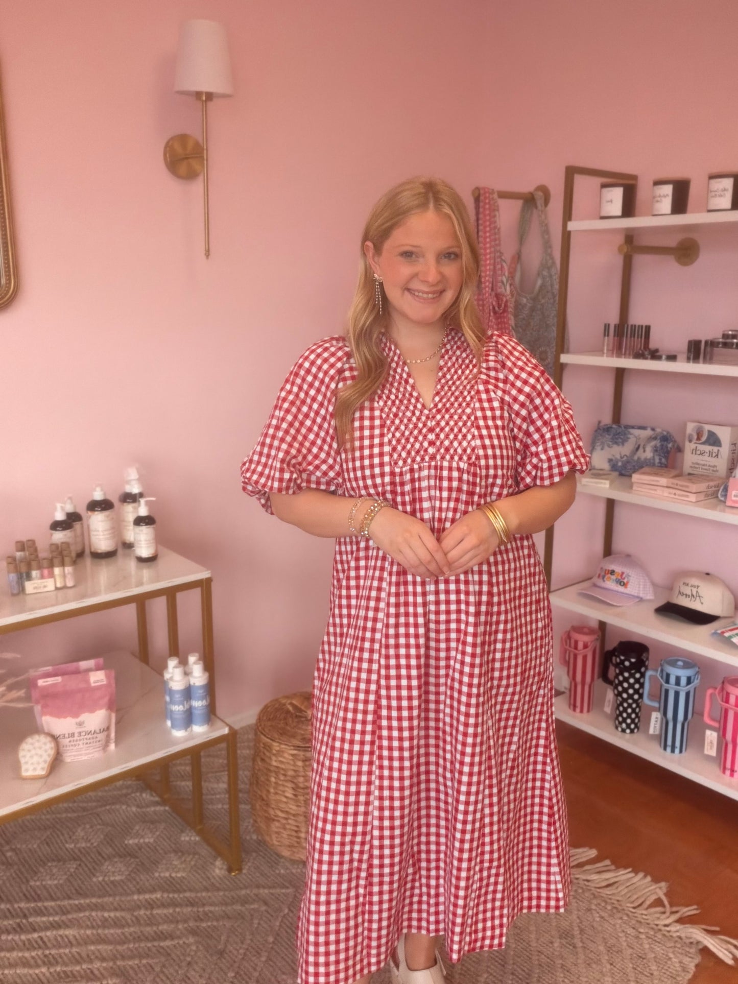 Crimson Gingham Dress